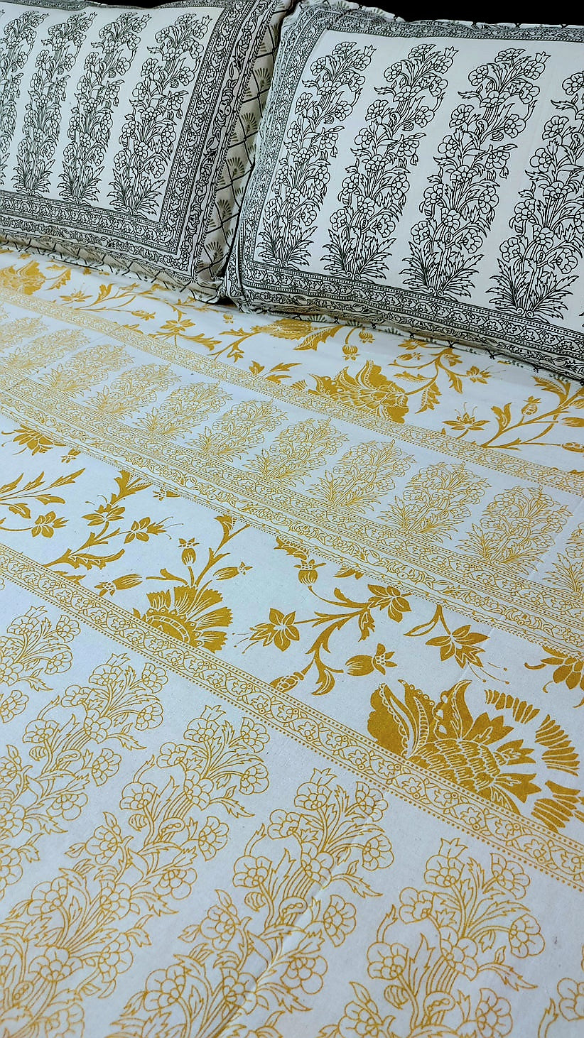 Foresta Pure Cotton Double Bedsheet- Yellow