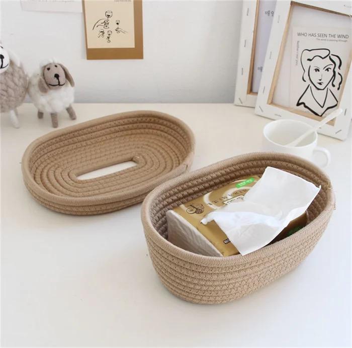 Organic Cotton Rope tissue holder organiser - Beige