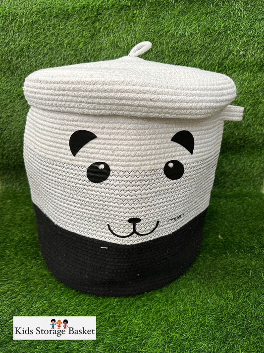 Natural cotton rope storage bins with lids/toy storage box-Puppy