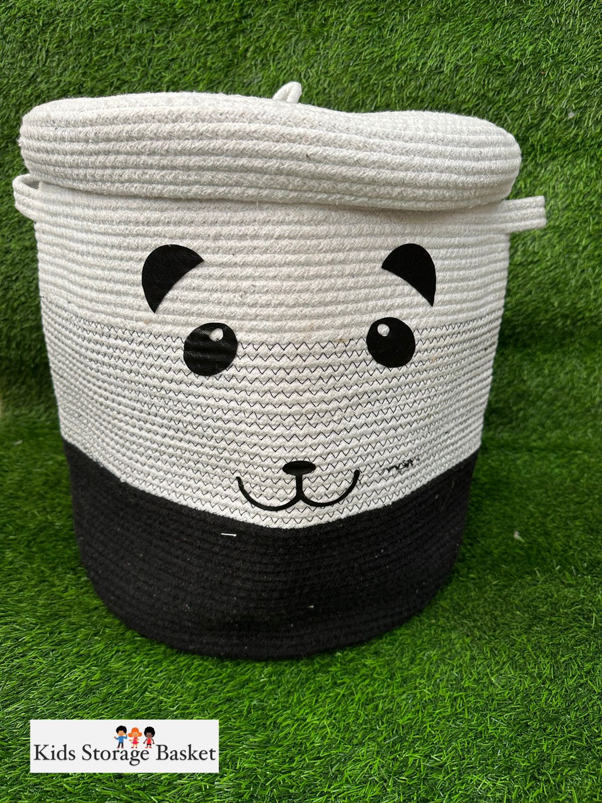 Natural cotton rope storage bins with lids/toy storage box-Puppy