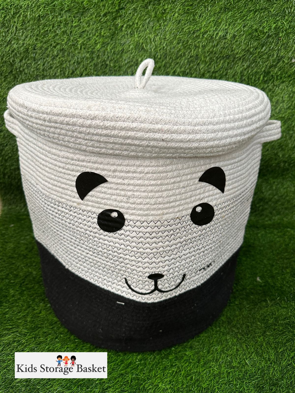 Natural cotton rope storage bins with lids/toy storage box-Puppy