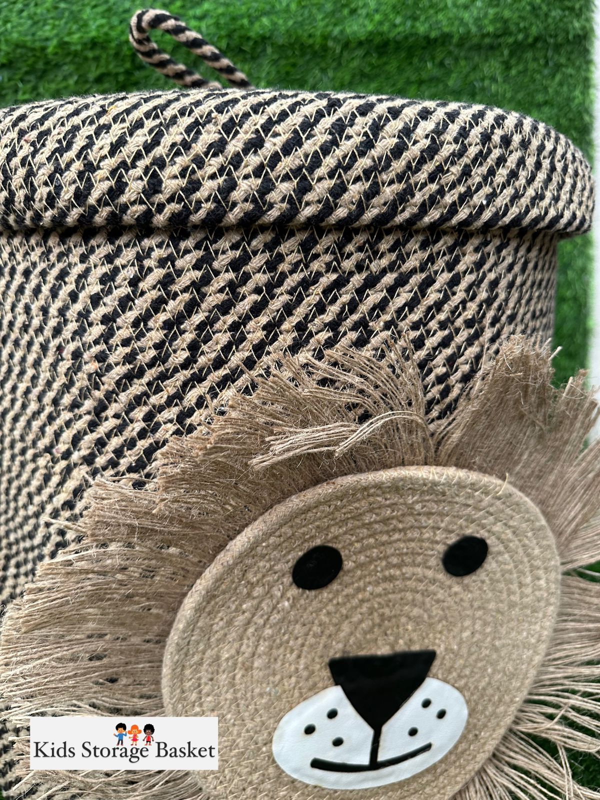 Natural cotton rope storage bins with lids/toy storage box-Lion Design