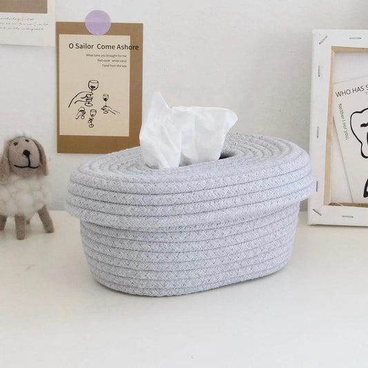 Organic Cotton Rope tissue holder organiser  - Grey